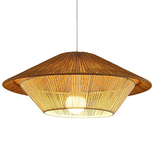 Lampe suspendue en corde de chanvre et lustre plafonnier osier