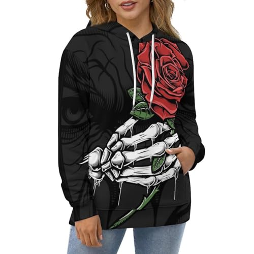 Sweat à capuche tête de mort rose UMENG unisexe pull S - 5