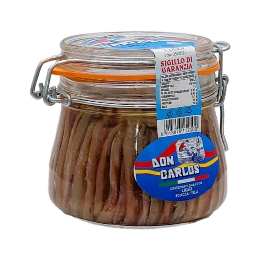 Filetti di Acciughe di Sciacca, Sicilia 'Don Carlos' | Sott'Olio | Lavorati a Mano | Vaso Ermetico da 550g