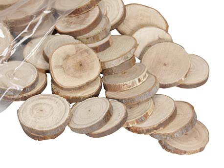 Lot de 50 rondelles de bois 5-7 cm rondes en bois de bouleau pour travaux manuels Cover