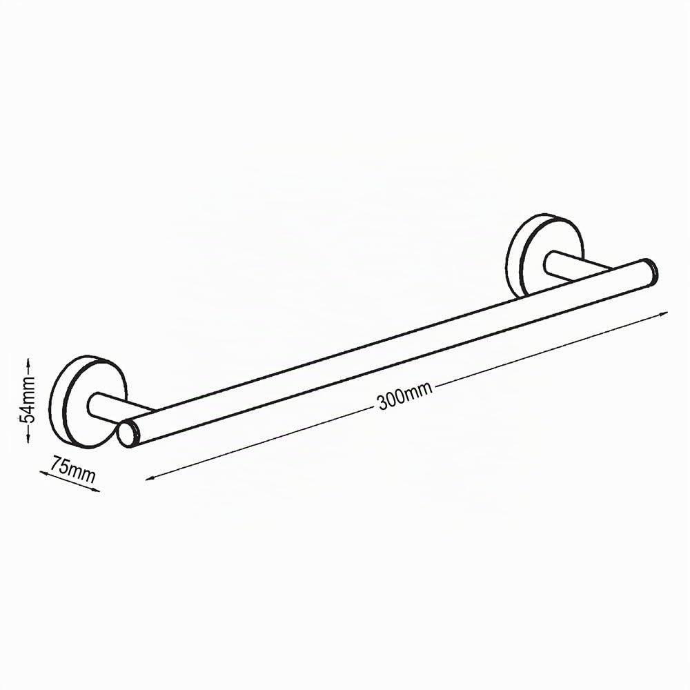 Kibath Barra Toallas de diseño Med 30cm. Fabricado en Acero Inoxidable y Acabado en Cromo Brillo. con Dos Opciones de colocación, Adhesiva o con Tornillos, 478423
