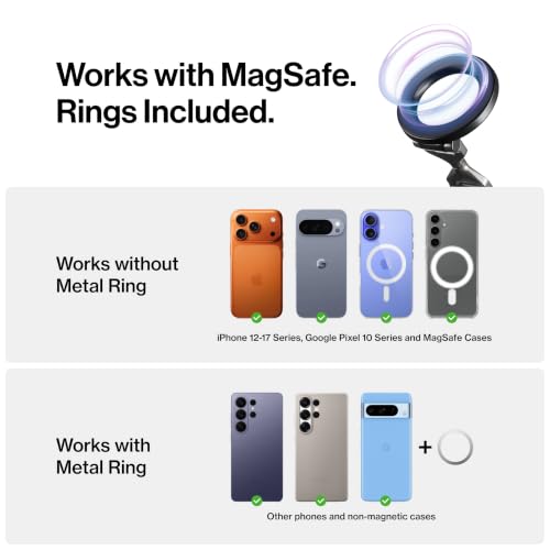 Image of Statik HyperMount (Gen 3) Magnetic Phone Holder, for iPhone and Android | Upgraded Magnet Strength, Nano-suction Adhesive Gel, 360 Rotation, Compatible with MagSafe, Metal Rings for Android