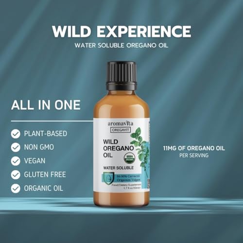 Water Soluble Wild Oregano Oil Organic Liquid Drops–Oil of Oregano for Digestive and Immune Support, Respiratory Health - Oregano Oil Drops for Mouth-for Healthy Gums and Sore Throats 1.7 fl.Oz/50ml - 8