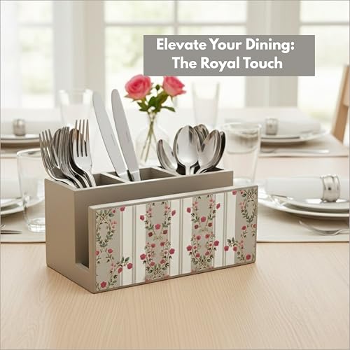 Image of Home Sparkle Engineered Wood Cutlery Holder | Brown | Spoon Stand & Napkin Rack | Multipurpose Kitchen Organizer for Dining Table, Restaurant & Countertop (B13V46)