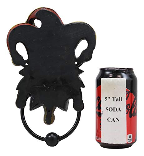 Ebros Harlequin Red Carnival Circus Jester Clown Door Knocker Figurine 8.75" High Halloween It Decorative Accent For Sculpture Doors Knockers Theatrical Costume Pantomime Performance Prop Accessory #TOP4