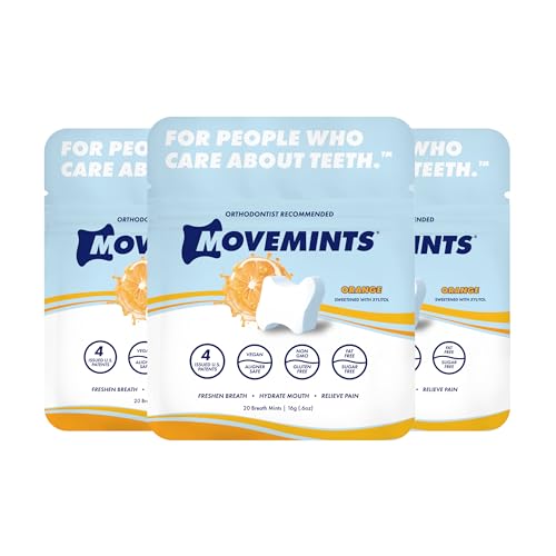 Movemints Clear Aligner Mints - Patented Edible Alternative to Chewies - Freshen Breath - Orange (3 Pack)