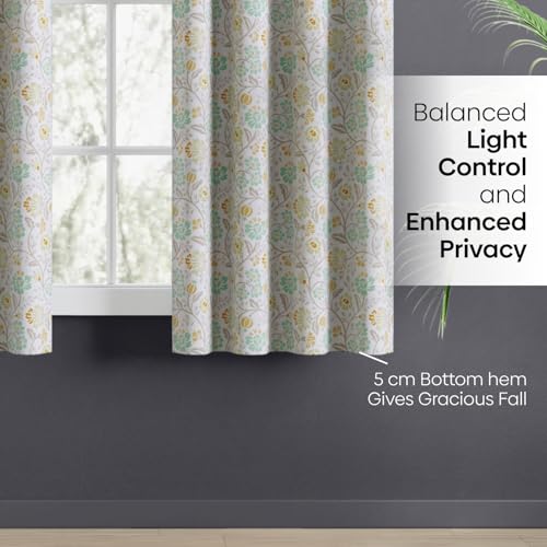 Image of haus & kinder Digital Printed Cotton Window Curtains 5 Feet Long Pack of 2 Window Curtains, 5 Feet Curtains for Window (Rosaline, Multi 130x152 CM)