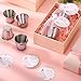 Tioncy Juego de 25 vasos de chupito de acero inoxidable con tarjeta de agradecimiento y bolsa de organza Imagen de Tioncy Juego de 25 vasos de chupito de acero inoxidable con tarjeta de agradecimiento y bolsa de organza