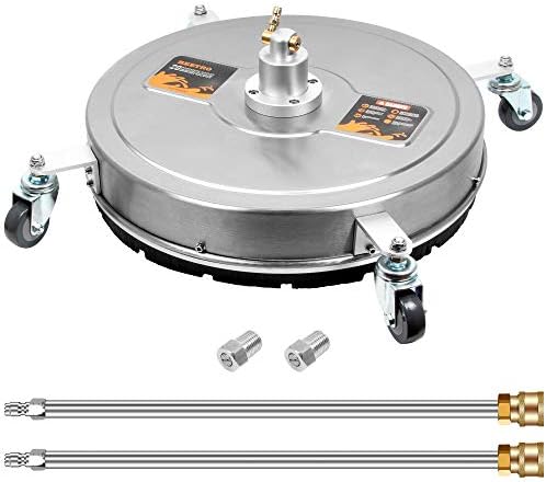BEETRO 20 inch Stainless Steel Pressure Washer Surface Cleaner, 4000 PSI Surface Cleaner with 2 Extension Wands, Power Washer Attachment Surface 671150
