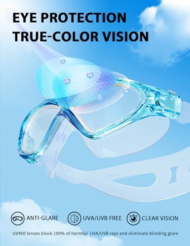 Image of Adult Swim Goggles, Liquid Silicone Anti Fog Swimming Goggles for Men and Women with Anti-Fog /UV & 180 Clear View