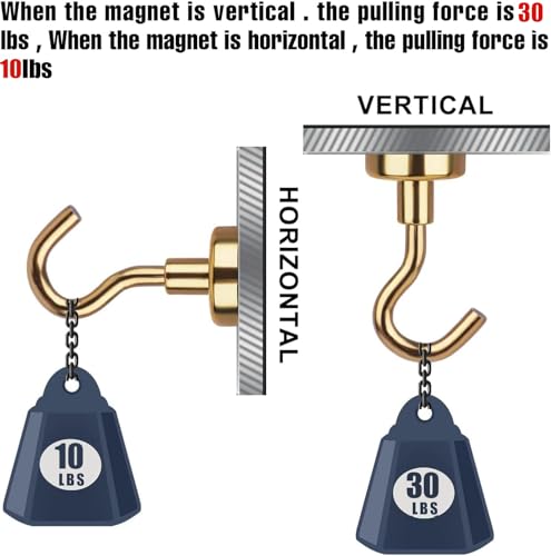 image for DIYMAG Magnetic Hooks, 30Lbs Strong Heavy Duty Cruise Magnet S-Hook fo