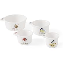 Royal Worcester Wrendale Designs Measuring Cups Set - Fine Bone China Stackable Kitchen Measuring Tools with Bird Artwork by Hannah Dale - Nesting Baking Cups for Cooking Prep 4-Piece Set