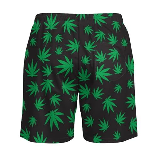 Marijuana Leaf Men's Beach Shorts with Compression Lining, Quick Dry Stretch Swimsuit 5