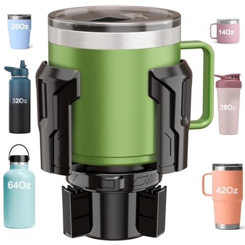 Car Cup Holder Expander: One-Button Open, Universal, Adjustable Holder(Diameter 2.6'- 4.8'), Cup Holder Expander for Yeti, Hydro Flask, Nalgene, Takeya, Camelbak, Ramblers, Owala, Tumblers, Mugs