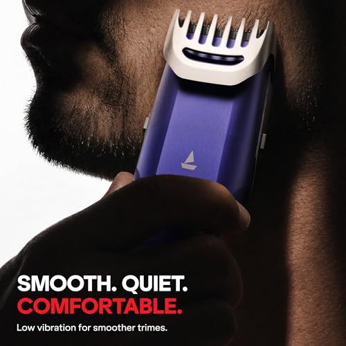 Image of boAt Slazer S100 Beard Trimmer For Men, 300 min runtime,2X Fast Charging, USB Type C, Metallic Finish, Adjustable Comb, Stainless Steel Blades, 2 Years Warranty (Electric Blue)