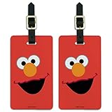 Sesame Street Elmo Face Luggage ID Tags Suitcase Carry-On Cards - Set of 2