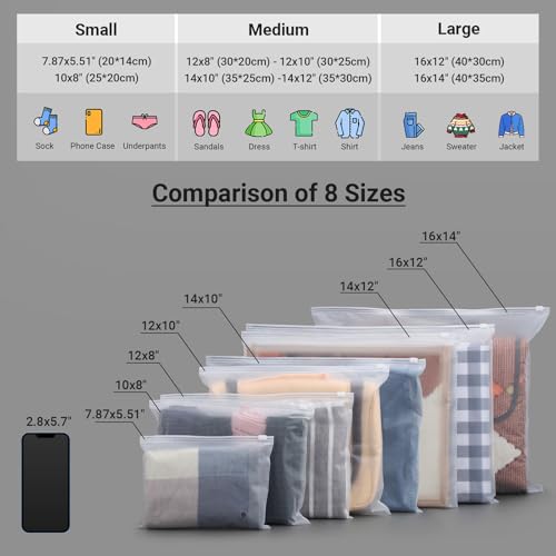 Svaldo Frosted Zipper Bags for Clothes, 9.8x7.8 inch Resealable Plastic Mailers, 50Pcs Bikini Bags with Slider Closure for Swimsuit, Bathing Suit, T Shirt Packaging, 3 Mil Thick with Vent Holes by Svaldo - Used condition - Image 4