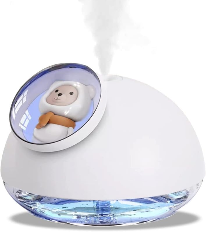Aksh Panda Shape Cool Mist Humidifier With Colorful Night Light | 160ML Capacity (White)-image-12