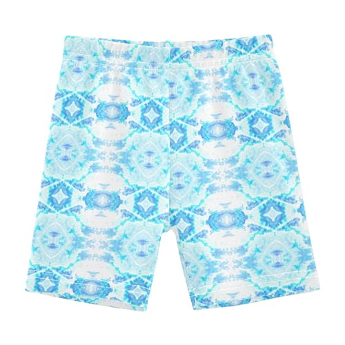 Blue Rhombus Shape Girls Bike Shorts Toddler Soft Cotton Cartwheel Under Dress Dance Shorts