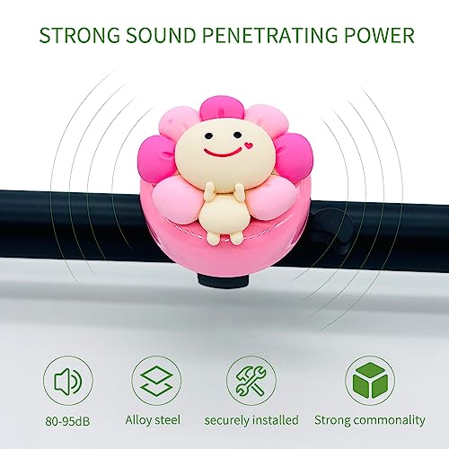 Collyon Bicycle Bell,Bike Accessory,Bicycle Bell for Girls,Pink Flower Fairy Sprite Aluminum Bicycle Bell Children\'s