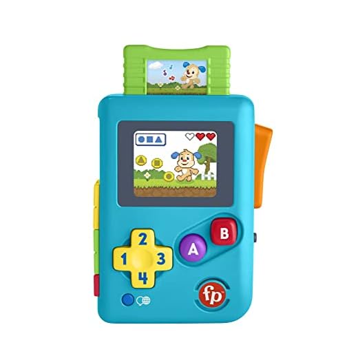 Fisher-Price Ríe y aprende Videoconsola portátil, juguete de aprendizaje para bebé +6 meses (Mattel HHX12)
