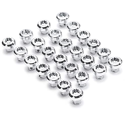 50PCS Wheel Rim Lip Rivets Nuts of 7.5mm/0.3in Hole Replacement Plastic Chrome Silver Rivets