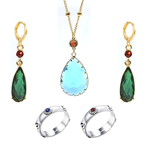 VNYIGDJS Howls Earrings Necklace Ring Set Anime Earrings Necklace Ring for Cosplay Costume Jewelry