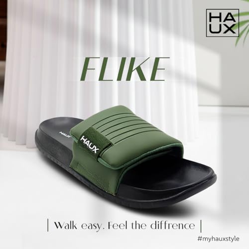 Image of HAUX Men's Classic Ultra Soft Sliders, Comfortable, Lightweight, Stylish, Anti-Skid, Waterproof, Everyday Flip Flops for Gents and Boys