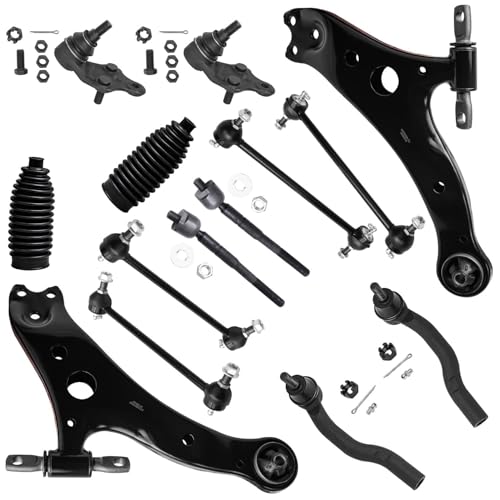 Image of Detroit Axle - Front End 14pc Suspension Kit for 2007-2011 Toyota Camry, 2 | Lower Control Arms Ball Joints 4 Inner & Outer Tie Rods Boots Rear Sway Bars Replacement [USA Built]