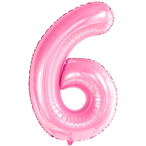 Image of KatchOn Giant Light Pink Number 6 Balloon - 40 Inch | 6 Balloon Number