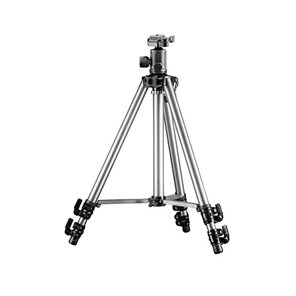 Mantona Basic Fortis 147S Fotostativ –stabiles Aluminium Dreibein Stativ mit Kugelkopf und Smartphone Halter, Höhe 47… – Bild 4