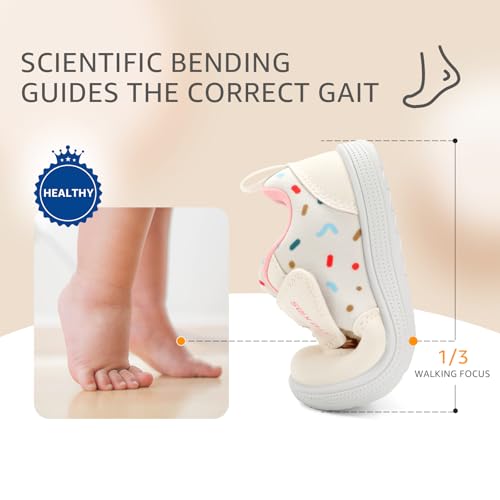 STQ KIDS Barfussschuhe Kinder Breite Leicht Turnschuhe Mädchen Barfußschuhe Kleinkind Sneaker Kinderschuhe Sportschuhe Draußen Schuhe Beige Weiß 24 EU/T7 Weit