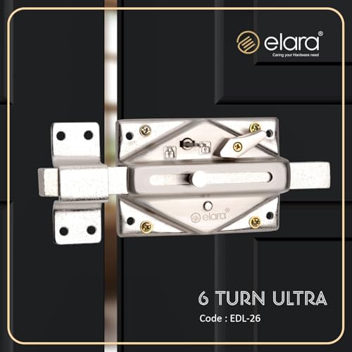 Image of Elara Interlock Deadbolts with 10-Year Warranty | 6 Turn Lock for Main Door | 4 Brass Ultra Key, Single & Double Door Lock | Office | Room | Shutter Lock (EDL-26 SS)