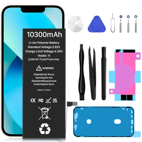 [10300 mAh] Akku für iPhone 11 Boanv Ersatz-Akku mit sehr hoher Kapazität 0 Zyklen für iPhone 11 A2111 A2221 A2223 mit professionellen Ersatzwerkzeugen