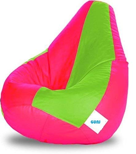 Image of GUNJ Bean Bag Filled with Beans Large Size - (Pink Green)