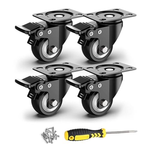 Zalslei プレート式 キャスター 車輪 ブレーキ付き 2インチ 4個耐荷重300kg 360度回転 高耐久性 ストッパー...