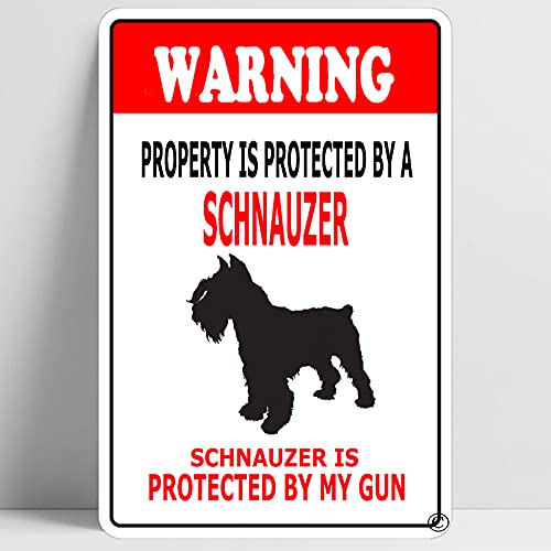 Warning Beware of Schnauzer Funny Metal Sign Decoration TIN Sign 12'' X 8''