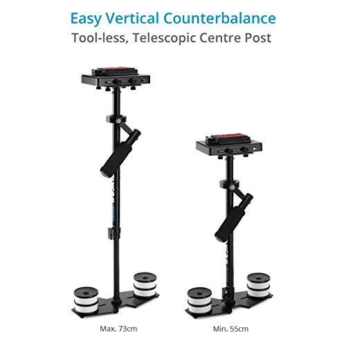 Flycam 5000 Telescopic Handheld Stabilizer For Video Cameras Upto 5Kg/11Lbs. Precise Balancing, Smooth Operations W Cushioned Handle, 16 Weight Plates. Free Quick Release Plate + Bag (Flcm-5000-Q) #TOP3