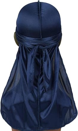 Durag Headwraps Wide Straps Bandana Hair Loss Turban Hat Silky Durag, Premium Silk Du Rags for Men & Women, Breathable Cap Wrinkle Free Satin, Long Tail Durag for Women Men Hip-hop Everyday