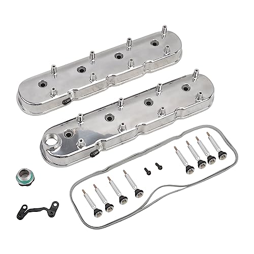 Batoneco Cast Aluminum Valve Covers With Coil Mounts, Valve Covers Kit Compatible With Gm Chevy Lsx Ls1 Ls3 Ls6, Polished, Silver #TOP23