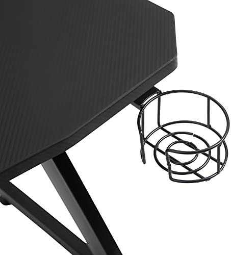 HOMCOM Gaming Desk Steel Frame with Cup Holder, Headphone Hook, Adjustable Feet and Cable Organiser, Home Office Computer Table, Black
