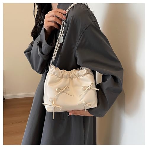 Bow Tie Coquette Bucket Bag Bowknot Balletcore PU Leather Shoulder Purse for Women Teen Girls Adjustable Crossbody Bag (Black)2