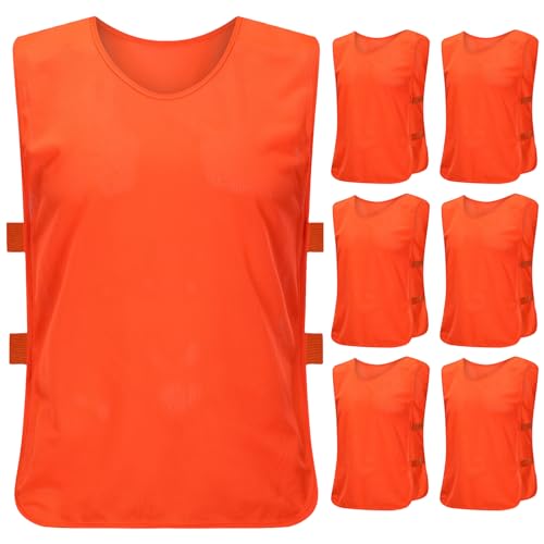 Catime 6 Stück Fußball Leibchen für Kinder, Trainingsweste Ohne Logo, Training Set (Orange)