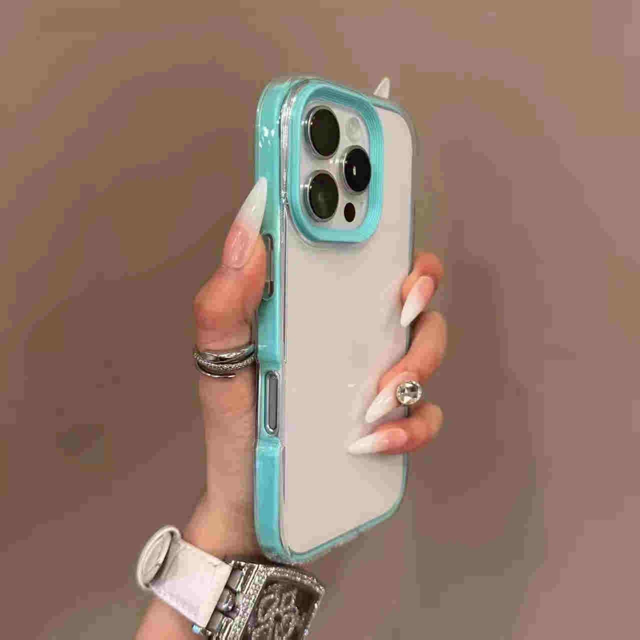 Coque silicone iPhone 12 Pro bleu transparent antichoc - 6