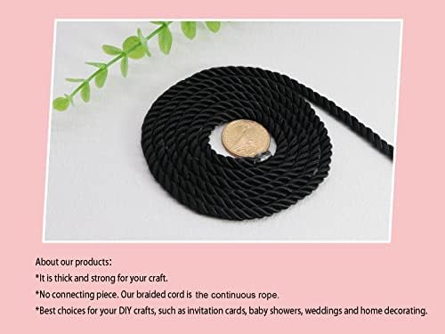 U Pick 10yds 5mm Decorative Twisted Satin Polyester Twine Cord Rope String Thread Shiny Cord Choker Thread (06:Black)