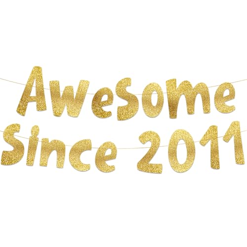 Awesome Since 2011 Gold Glitter Banner - 14th Birthday and Anniversary Party Decorations Awesome Since 2011 Gold Glitter Banner - 14th Birthday and Anniversary Party Decorations