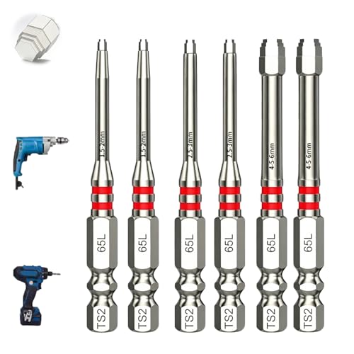 Pagoda Shaped Drill Bit, 2026 New Pagoda Hex Screwdriver Bit Set, 1.5–6mm, 65mm & 100mm Multi-Size Metal Construction, with Red Markings, for Electric Drills and Wrenches (6pcs, 65mm)