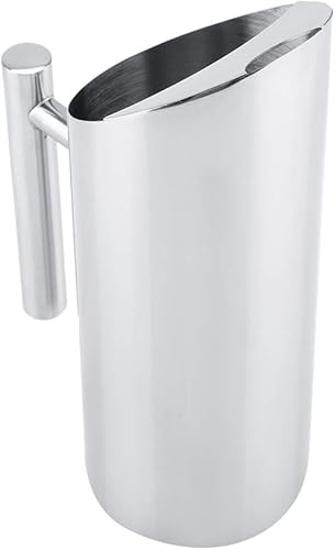 Jarra de agua de acero inoxidable, jarra de jugo de té helado, tetera, jarra de agua potable fría y caliente con asa, para bebidas caseras, té