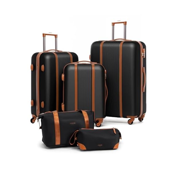 FERGÉ Kofferset harde schaal 5-delig Milano 3 maten hardshell koffer set + reistas + toilettas – set van 3 reiskoffers 4 wielen, gemakkelijk reizen, cijferslot