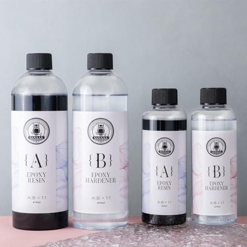 Schwarzes Epoxidharz, 474 ml, blasenfreies, glänzendes Epoxidharz, Epoxidharz für Tischplatten für Kunsthandwerk, Gieße(237 ​​ml x 2)